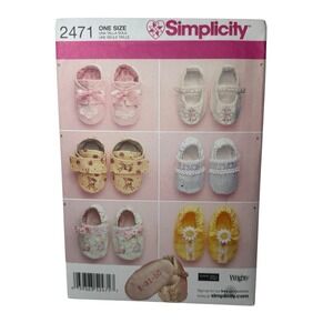 Embroidered BABY SHOES Christening Simplicity 2471 UNCUT Sewing Pattern ©2010‎